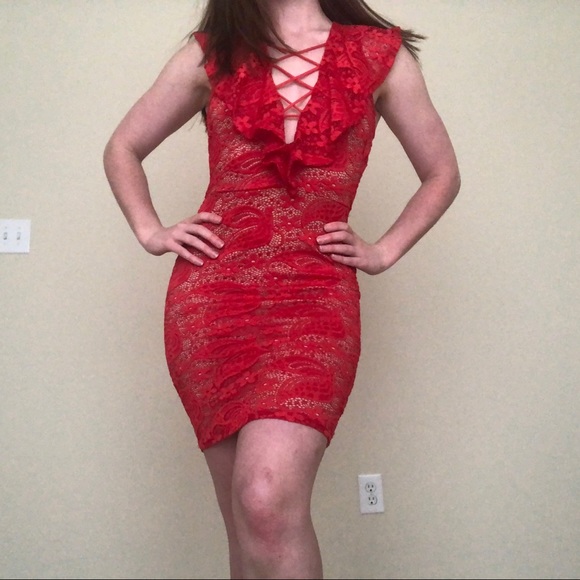 RED HOT DRESS! small lace tight 🔥 - Picture 5 of 11